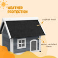 Load image into Gallery viewer, Outdoor Cat House, Wooden Feral Cat Shelter, Water-Resistant Hide Home with Openable Asphalt Roof, Three Doors, 77 x 57.5 x 68cm - Grey
