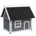 Load image into Gallery viewer, Outdoor Cat House, Wooden Feral Cat Shelter, Water-Resistant Hide Home with Openable Asphalt Roof, Three Doors, 77 x 57.5 x 68cm - Grey
