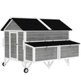 Load image into Gallery viewer, 59" Wooden Chicken Coop with Wheels and Handles, Mobile Chicken House with 2 Nesting Boxes, 2 Trays, 4 Perches, Chicken Tractor for 4-6 Chickens, Small Animals, Rabbit Hutch for Backyard, Gray
