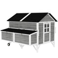 Load image into Gallery viewer, 59" Wooden Chicken Coop with Wheels and Handles, Mobile Chicken House with 2 Nesting Boxes, 2 Trays, 4 Perches, Chicken Tractor for 4-6 Chickens, Small Animals, Rabbit Hutch for Backyard, Gray
