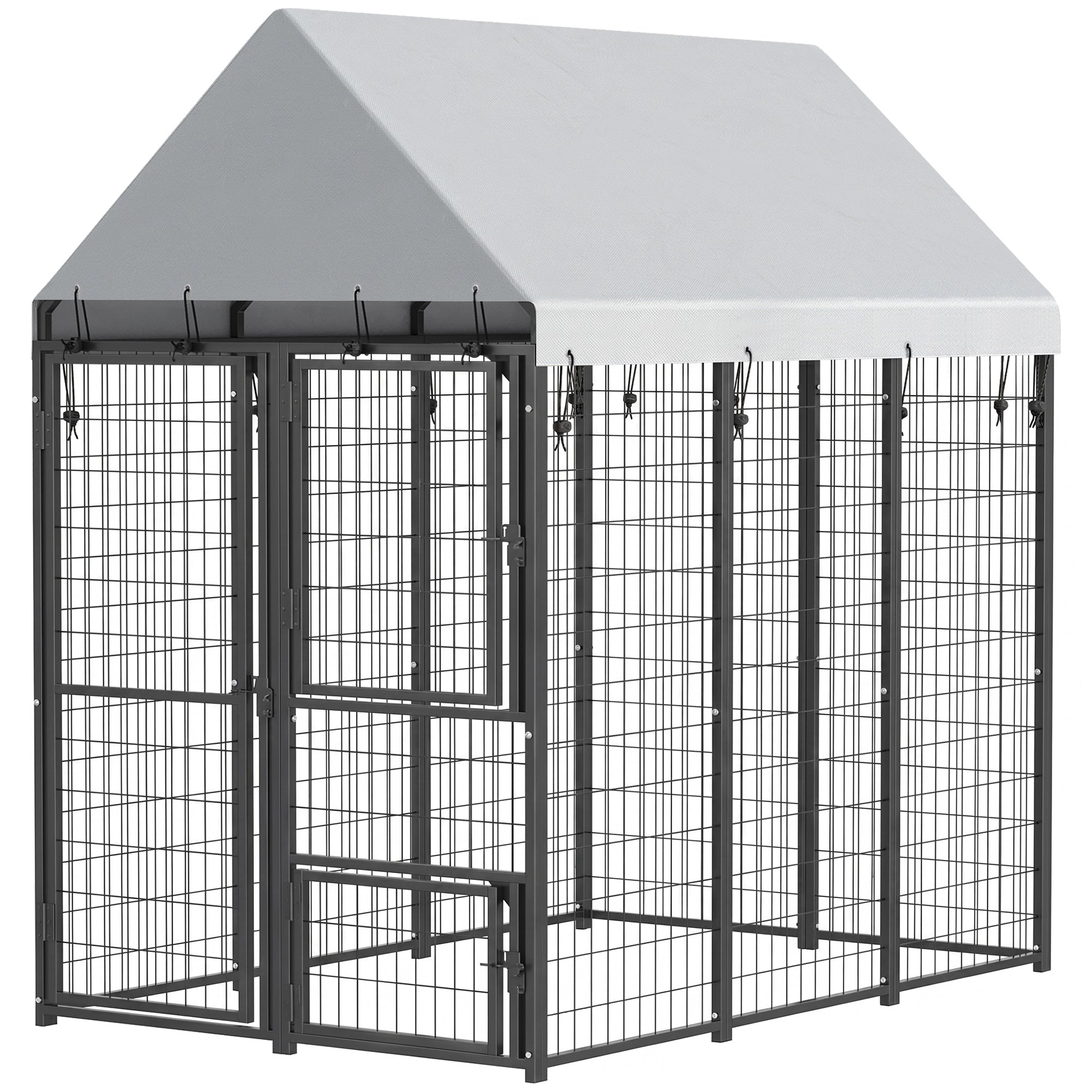 Large Dog Kennel Outdoor with Roof, 3 Doors, Expandable Heavy Duty Dog Kennel Outside Run Enclosure with Secure Lock, Removable Door, for Small Medium Large Pets, Chickens, Ducks, 6' x 4' x 6'