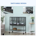 Load image into Gallery viewer, 40"H Divided Breeder Bird Cage with Rolling Stand Removable Metal Tray, Storage Shelf, Wood Perch, and Food Container, Dark Grey
