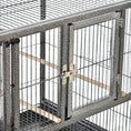 Load image into Gallery viewer, 40"H Divided Breeder Bird Cage with Rolling Stand Removable Metal Tray, Storage Shelf, Wood Perch, and Food Container, Dark Grey

