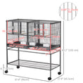 Load image into Gallery viewer, 40"H Divided Breeder Bird Cage with Rolling Stand Removable Metal Tray, Storage Shelf, Wood Perch, and Food Container, Dark Grey
