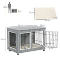 Load image into Gallery viewer, Dog Crate Furniture, Indoor Dog Kennel Side End Table with Cushion, Double Doors, for Medium and Large Breeds, 90 x 58 x 65 cm, Grey
