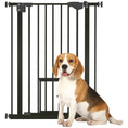 Load image into Gallery viewer, 36"H Dog Gate with Cat Door, Pet Gate with Small Door, Easy Open Indoor Dog Gates for Doorways, House, Stair, 29"-31.5" Long, Black
