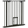 Load image into Gallery viewer, 36"H Dog Gate with Cat Door, Pet Gate with Small Door, Easy Open Indoor Dog Gates for Doorways, House, Stair, 29"-31.5" Long, Black

