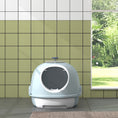 Load image into Gallery viewer, Enclosed Cat Litter Box, Covered Litter Box with Lid and Scoop, Cat Box Enclosure with Pull-out Drawer Type, Front Door and Skylight, Easy to Clean, Blue
