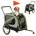 Load image into Gallery viewer, Dog Bike Trailer, 2-in-1 Dog Wagon Pet Stroller for Travel with Universal Wheel Reflectors Flag, for Small and Medium Pets, Green
