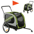 Load image into Gallery viewer, Dog Bike Trailer, 2-in-1 Dog Wagon Pet Stroller for Travel with Universal Wheel Reflectors Flag, for Small and Medium Pets, Green
