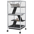 Load image into Gallery viewer, 4-Tier Rolling Small Animal Cage, Deluxe Guinea Pig Cage, Ferret Cage for Mink Chinchilla Kitten Rabbit, Small Pet Play House with Hammock Platform, Ramp, Removable Tray, Light Grey
