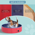 Load image into Gallery viewer, Foldable Dog Pool, 80 x 20 cm Pet Paddling Pool with Wood Board Support and Anti-Slip Bottom, Portable Doggy Paddling Pool for Garden and Outdoor Use, Red
