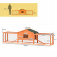 Load image into Gallery viewer, Rabbit Hutch Run, Guinea Pig Hutch Wooden Bunny House with Tray, Ramps, Asphalt Roof, for Garden, Yard, 309 x 70 x 87cm, Orange
