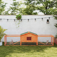 Load image into Gallery viewer, Rabbit Hutch Run, Guinea Pig Hutch Wooden Bunny House with Tray, Ramps, Asphalt Roof, for Garden, Yard, 309 x 70 x 87cm, Orange
