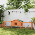 Load image into Gallery viewer, Rabbit Hutch Run, Guinea Pig Hutch Wooden Bunny House with Tray, Ramps, Asphalt Roof, for Garden, Yard, 309 x 70 x 87cm, Orange
