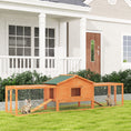 Load image into Gallery viewer, Rabbit Hutch Run, Guinea Pig Hutch Wooden Bunny House with Tray, Ramps, Asphalt Roof, for Garden, Yard, 309 x 70 x 87cm, Orange

