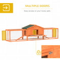 Load image into Gallery viewer, Rabbit Hutch Run, Guinea Pig Hutch Wooden Bunny House with Tray, Ramps, Asphalt Roof, for Garden, Yard, 309 x 70 x 87cm, Orange
