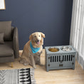 Load image into Gallery viewer, Raised Dog Bowls for Large Dogs, Pet Feeding Station, Doors with Latch, Storage Cabinet, Two Stainless Steel Bowls - Grey
