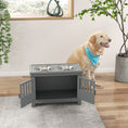 Load image into Gallery viewer, PawHut Large Elevated Dog Bowls with Storage Cabinet Containing Large 37L Capacity, Raised Dog Bowl Stand Pet Food Bowl Dog Feeding Station, Gray
