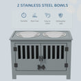 Load image into Gallery viewer, PawHut Large Elevated Dog Bowls with Storage Cabinet Containing Large 37L Capacity, Raised Dog Bowl Stand Pet Food Bowl Dog Feeding Station, Gray

