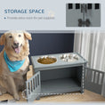 Load image into Gallery viewer, Raised Dog Bowls for Large Dogs, Pet Feeding Station, Doors with Latch, Storage Cabinet, Two Stainless Steel Bowls - Grey
