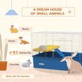 Load image into Gallery viewer, Guinea Pig Cage Chinchillas Rabbit Small Animal Cage with Ramp, Dish, Water Bottle, 99 x 52 x 53cm, Blue
