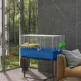 Load image into Gallery viewer, Guinea Pig Cage Chinchillas Rabbit Small Animal Cage with Ramp, Dish, Water Bottle, 99 x 52 x 53cm, Blue
