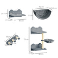 Load image into Gallery viewer, 4PCs Wall Mounted Cat Tree Cat Wall Shelves Furniture Climbing Shelf Set Kitten Activity Centre w/ Hammock, Scratching Post - Grey
