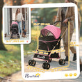Load image into Gallery viewer, 4 Wheels Pet Stroller, 3 in 1 Dog Cat Travel Folding Carrier, for Small Dogs, Detachable, w/ Brake, Canopy, Basket, Storage Bag - Pink
