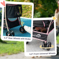 Load image into Gallery viewer, 4 Wheels Pet Stroller, 3 in 1 Dog Cat Travel Folding Carrier, for Small Dogs, Detachable, w/ Brake, Canopy, Basket, Storage Bag - Pink
