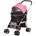 Load image into Gallery viewer, 4 Wheels Pet Stroller, 3 in 1 Dog Cat Travel Folding Carrier, for Small Dogs, Detachable, w/ Brake, Canopy, Basket, Storage Bag - Pink
