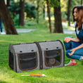 Charger l'image dans la visionneuse de la galerie, 39" Travel Pet Carrier, Portable Soft-Sided Cat Carrier with Divider, Two Compartments, Soft Cushions & Storage Bag, Grey
