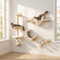 Load image into Gallery viewer, 4 Piece Cat Shelves, Cat Wall Furniture with Hammock, Scratching Posts, Soft Ladder, Steps, Jump Platforms, Hanging Ball for Indoor Kittens, Space Saving - Beige
