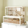 Load image into Gallery viewer, Wooden Hamster Cage, Large Gerbil Cage with Hut, Wheel, Ramps, 3 Tier Small Animal Habitat with Removable Viewing Panels, 100 x 50 x 84 cm, Natural Wood
