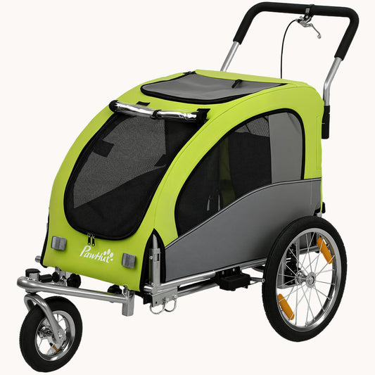 2-in-1 Dog Bike Trailer & Stroller with Suspension for Dogs up to 44 lbs Green