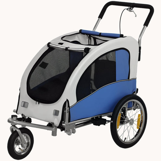 2-in-1 Dog Bike Trailer and Pet Stroller for Dogs up to 44 lbs Light Gray