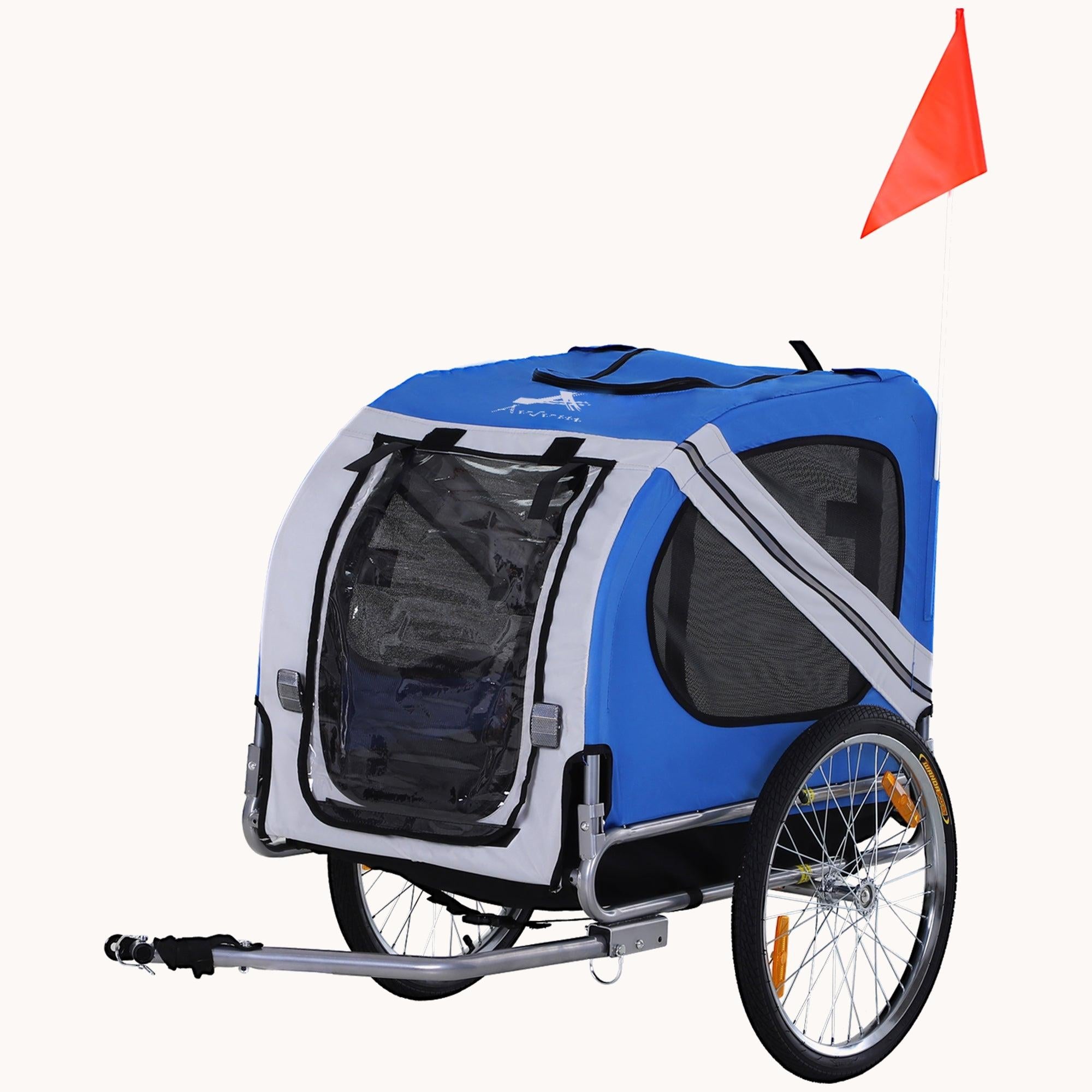 Pet Bike Trailer for Medium Dogs up to 44 lbs, Dog Cart with Quick Set-up and Fold Down, Blue