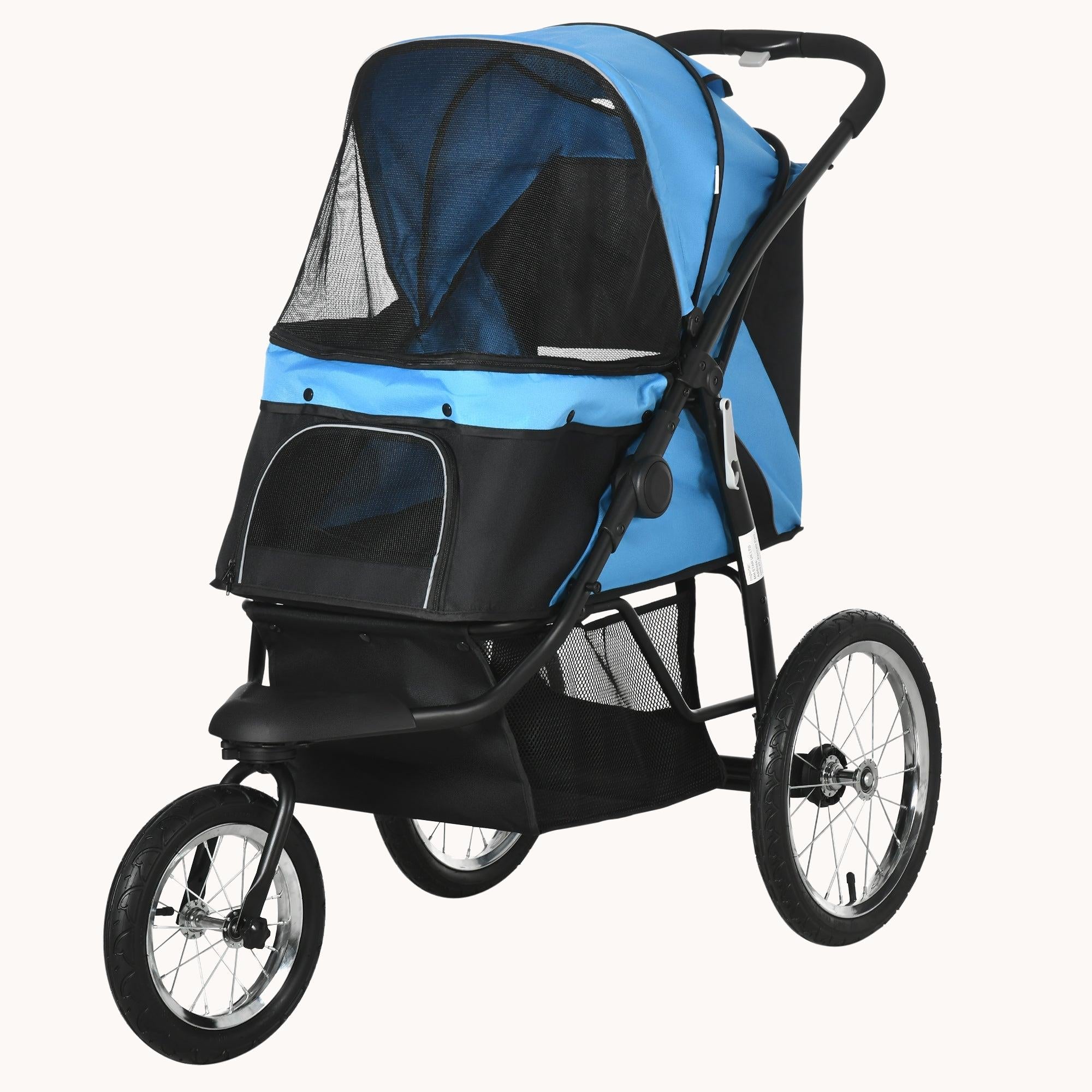 PawHut EasyFold Trail Pet Stroller with Rubber Wheels Blue