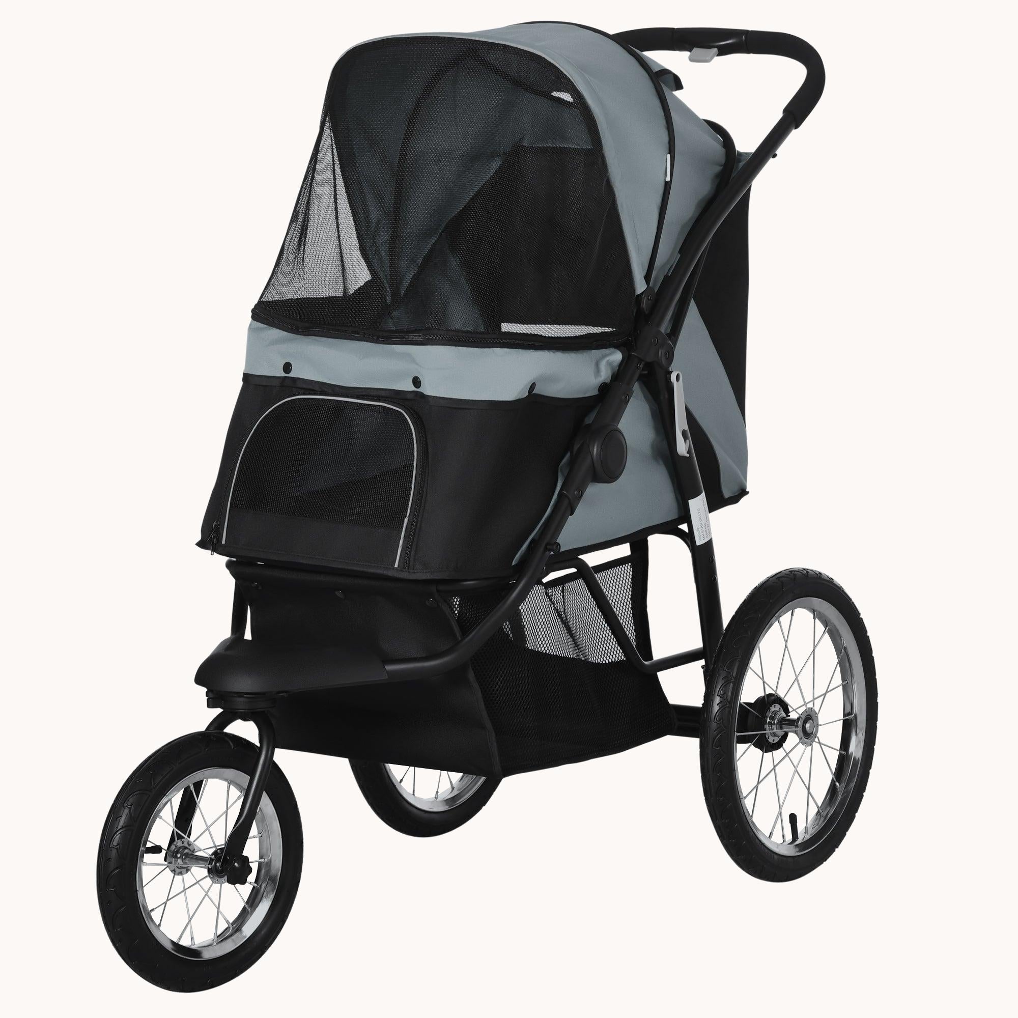 PawHut EasyFold Trail Pet Stroller with Rubber Wheels Black