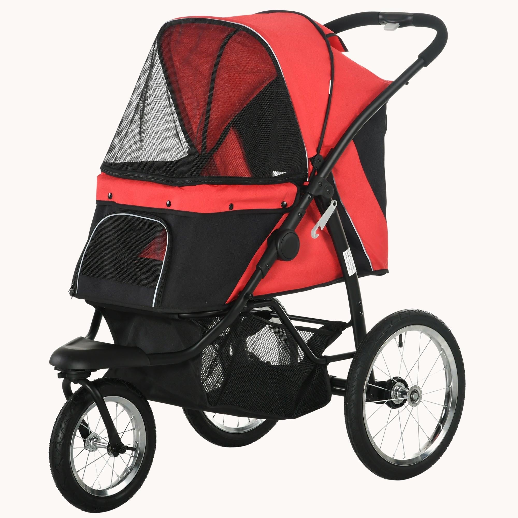 EasyFold Trail Pet Stroller with Rubber Wheels Red