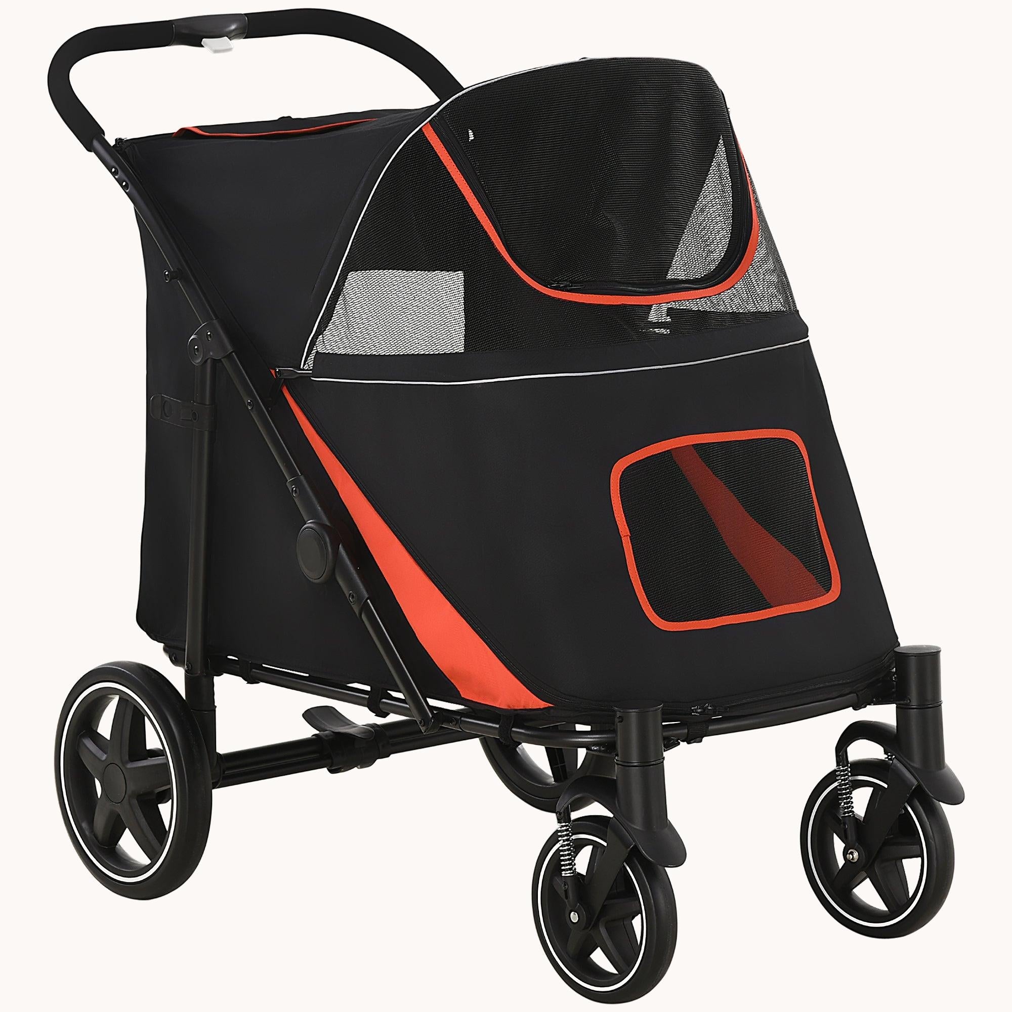 EasyFold City Pet Stroller with Shock Absorber Black
