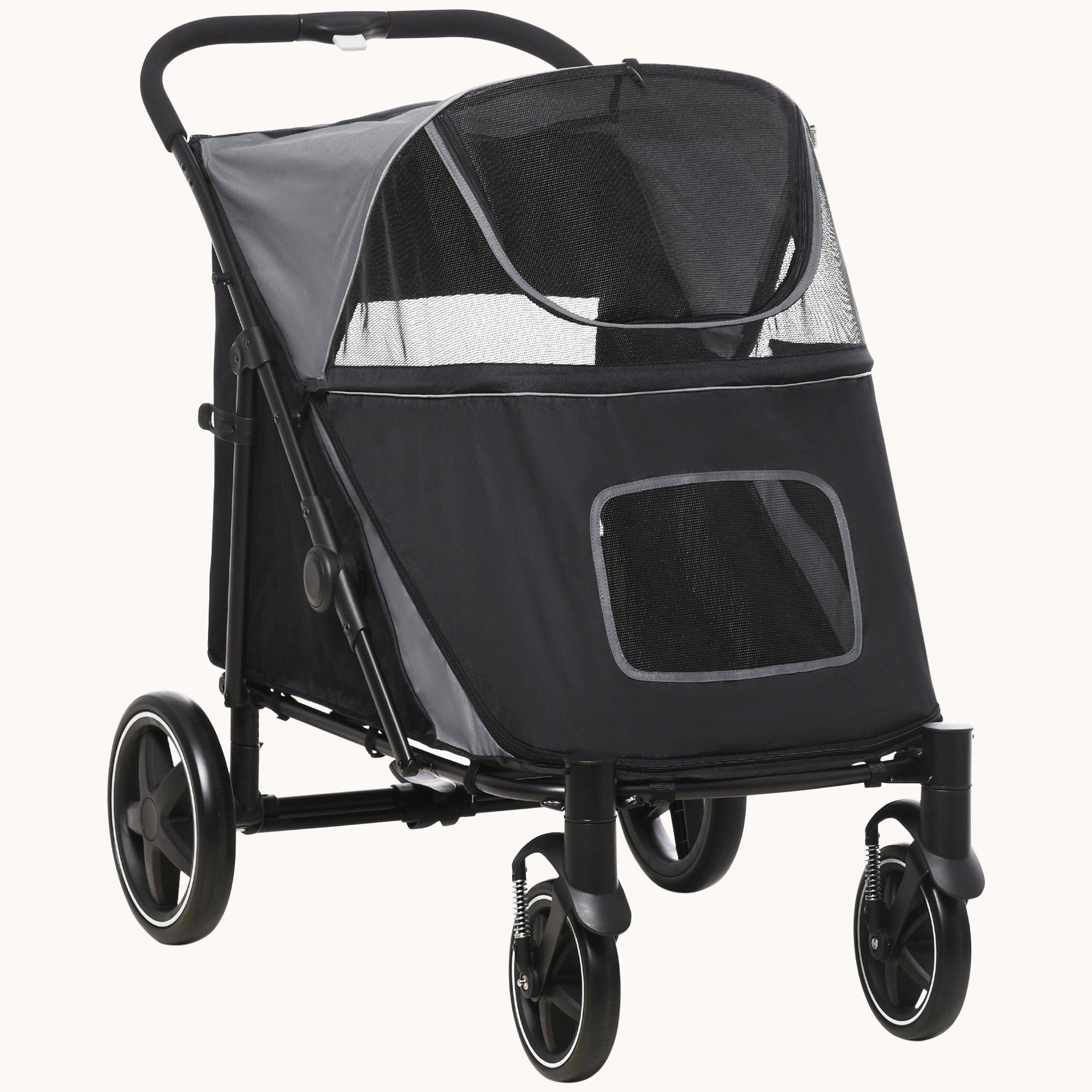 EasyFold City Pet Stroller with Shock Absorber Grey