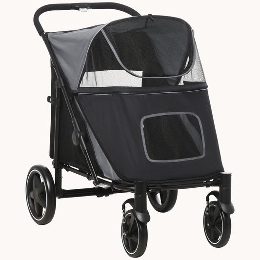 EasyFold City Pet Stroller with Shock Absorber Grey