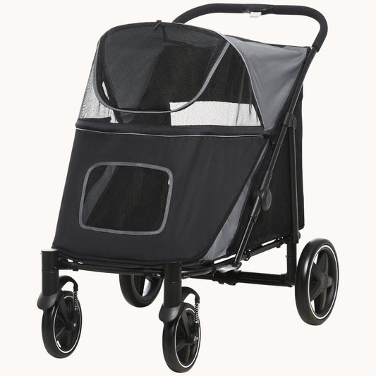 EasyFold City Pet Stroller with Shock Absorber Grey