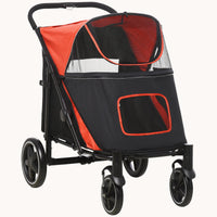 EasyFold City Pet Stroller with Shock Absorber Red