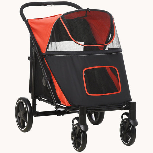 EasyFold City Pet Stroller with Shock Absorber Red