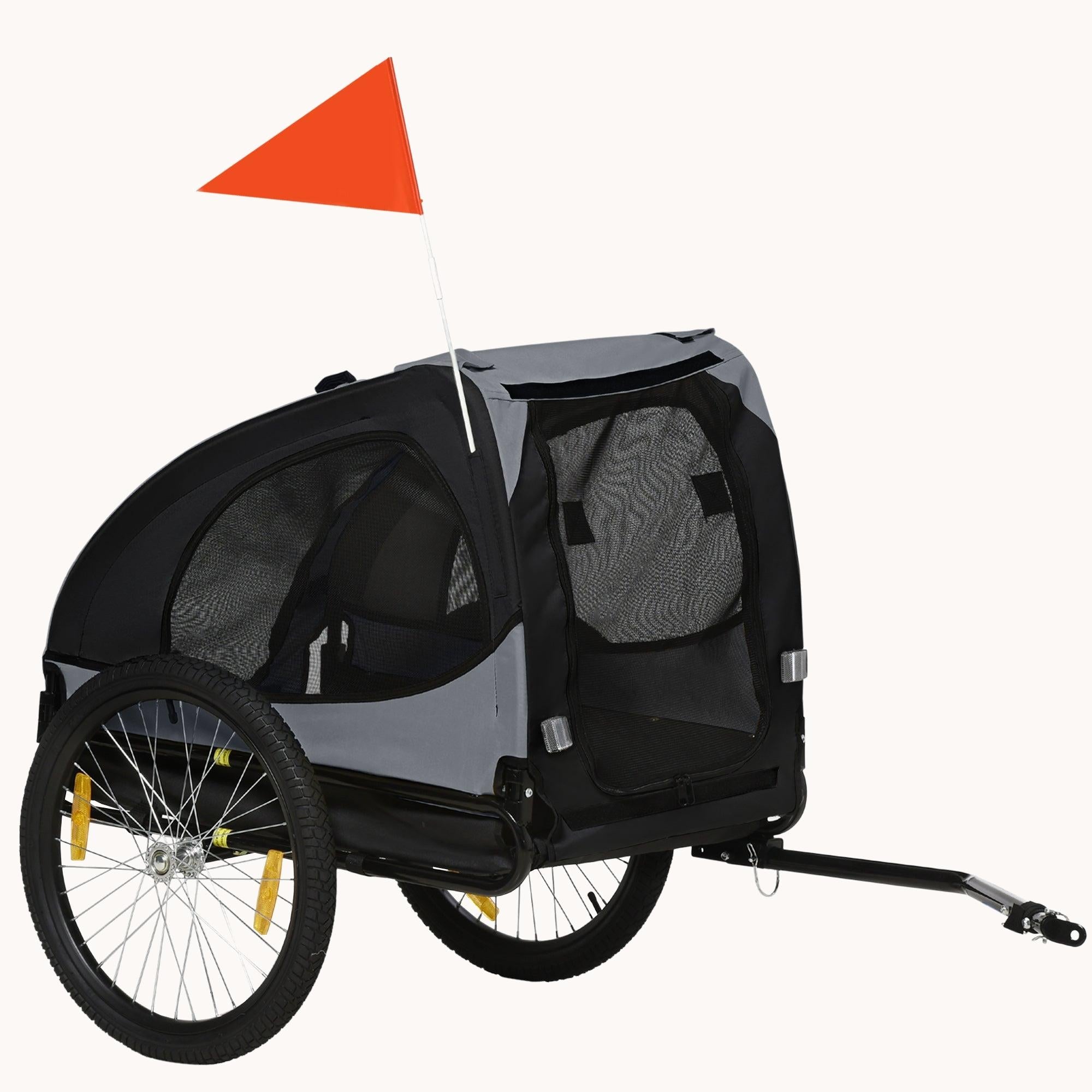 Bike Trailer for Dogs, Pet Bike Wagon with Steel Frame for Medium Dogs, Grey