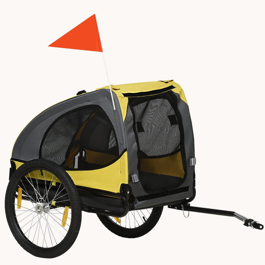 Bike Trailer for Dogs, Pet Bike Wagon with Steel Frame for Medium Dogs, Yellow