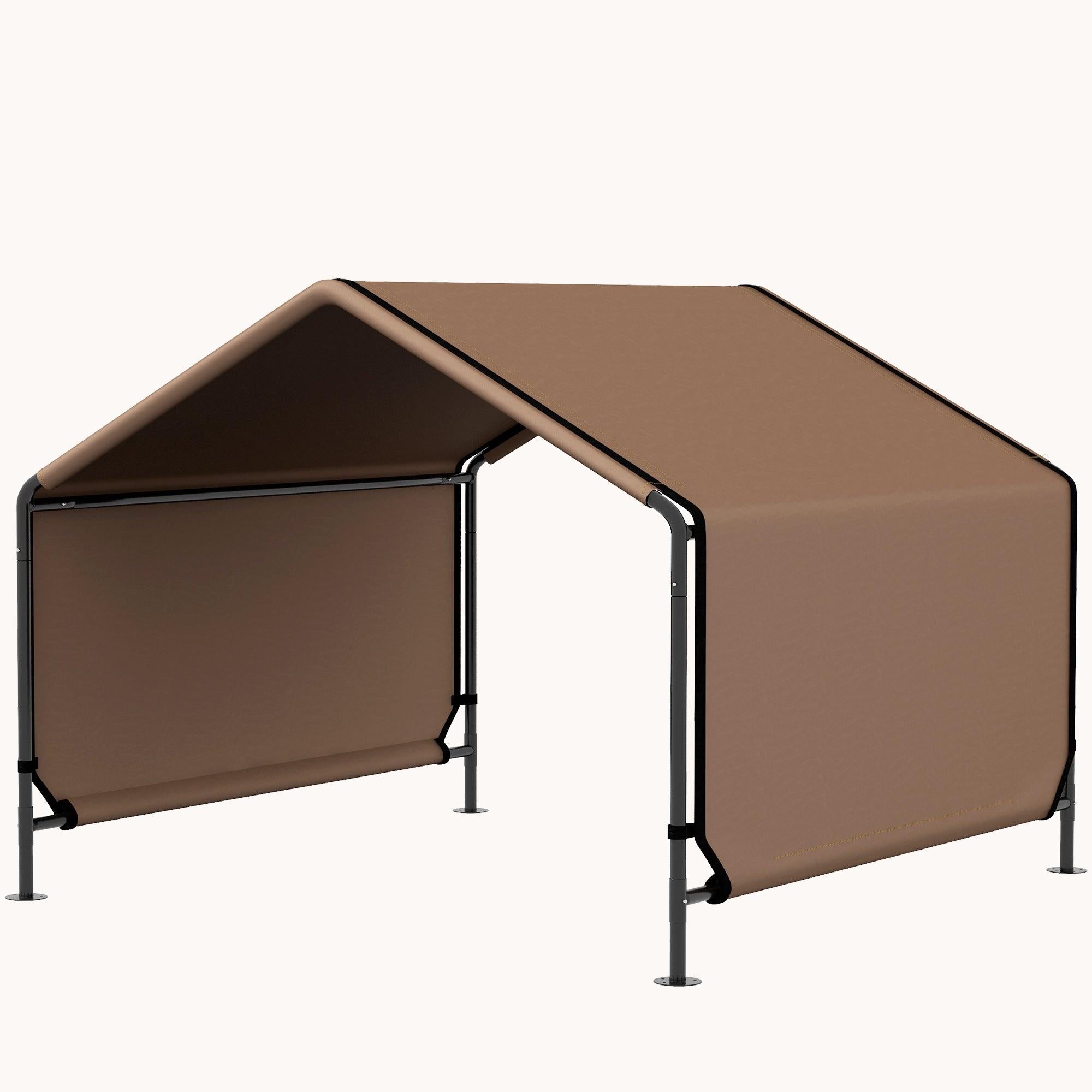 Portable Water-Resistant Dog Shade Tent with Stakes for Outdoor Patio Brown