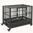 Load image into Gallery viewer, 36" Heavy Duty Dog Crate with Lockable Wheels, Double Door & Removable Tray, Gray

